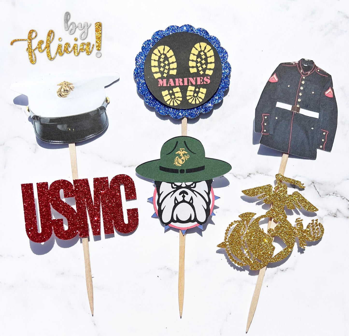 Marines Cupcake Topper | USMC Cupcake Topper | Marines cake topper | Marine Corps Birthday | Marines Party Decoration | USMC License #286-23