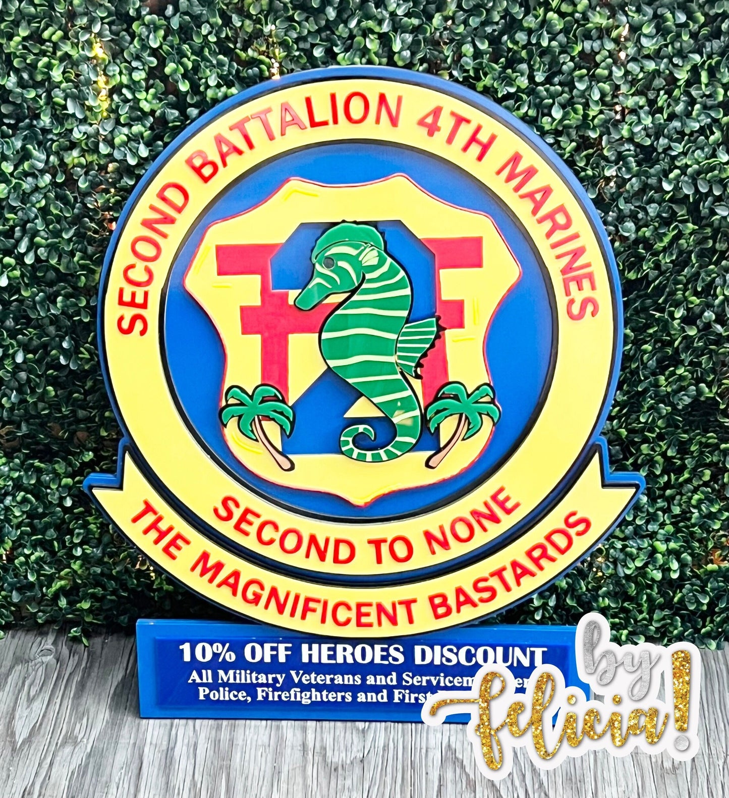 2nd Battalion 4th Marines, Marine Corps plaques, Marine Corps retirement gift, marine corps gift, Marine retirement, USMC License #286-23