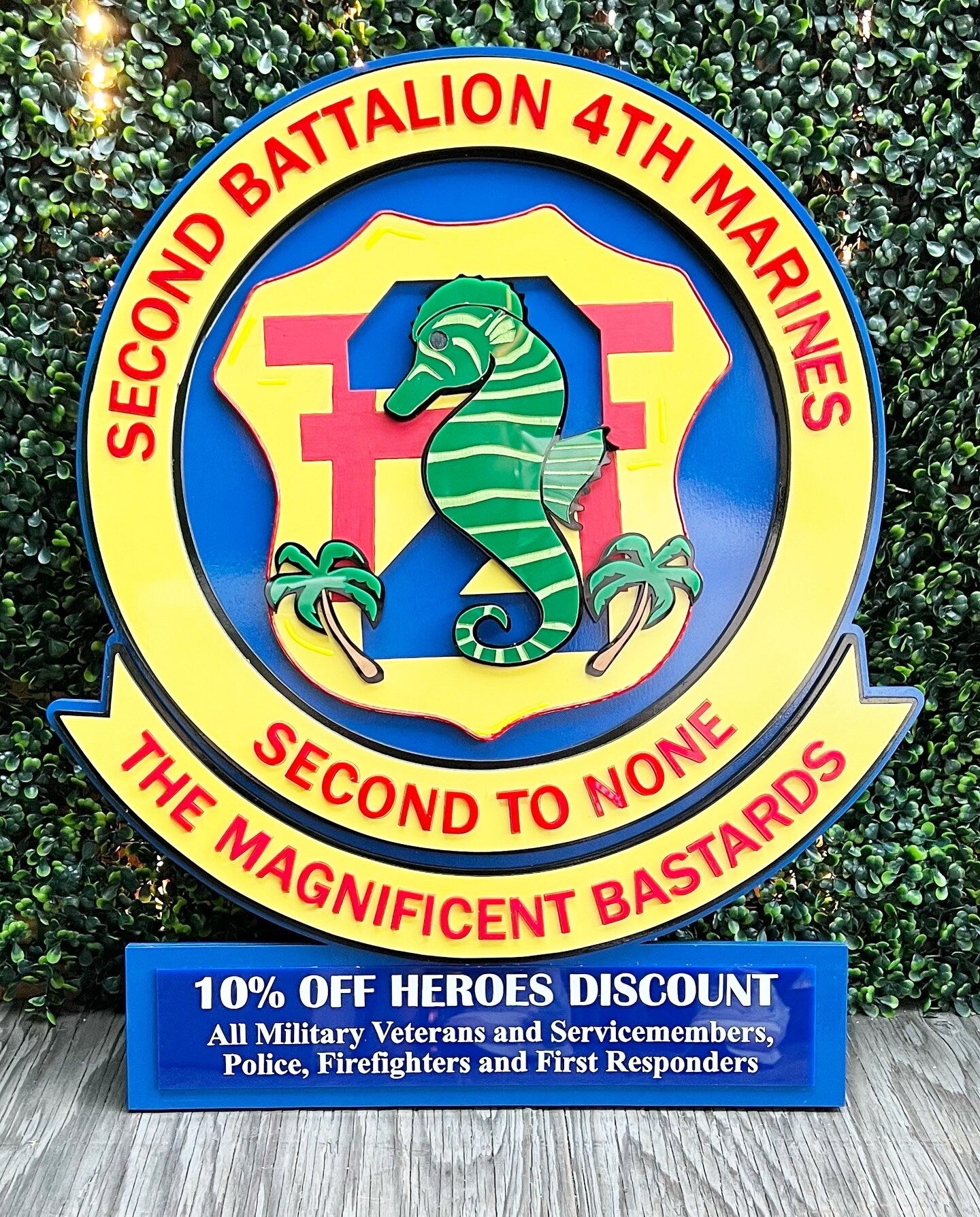 2nd Battalion 4th Marines, Marine Corps plaques, Marine Corps retirement gift, marine corps gift, Marine retirement, USMC License #286-23