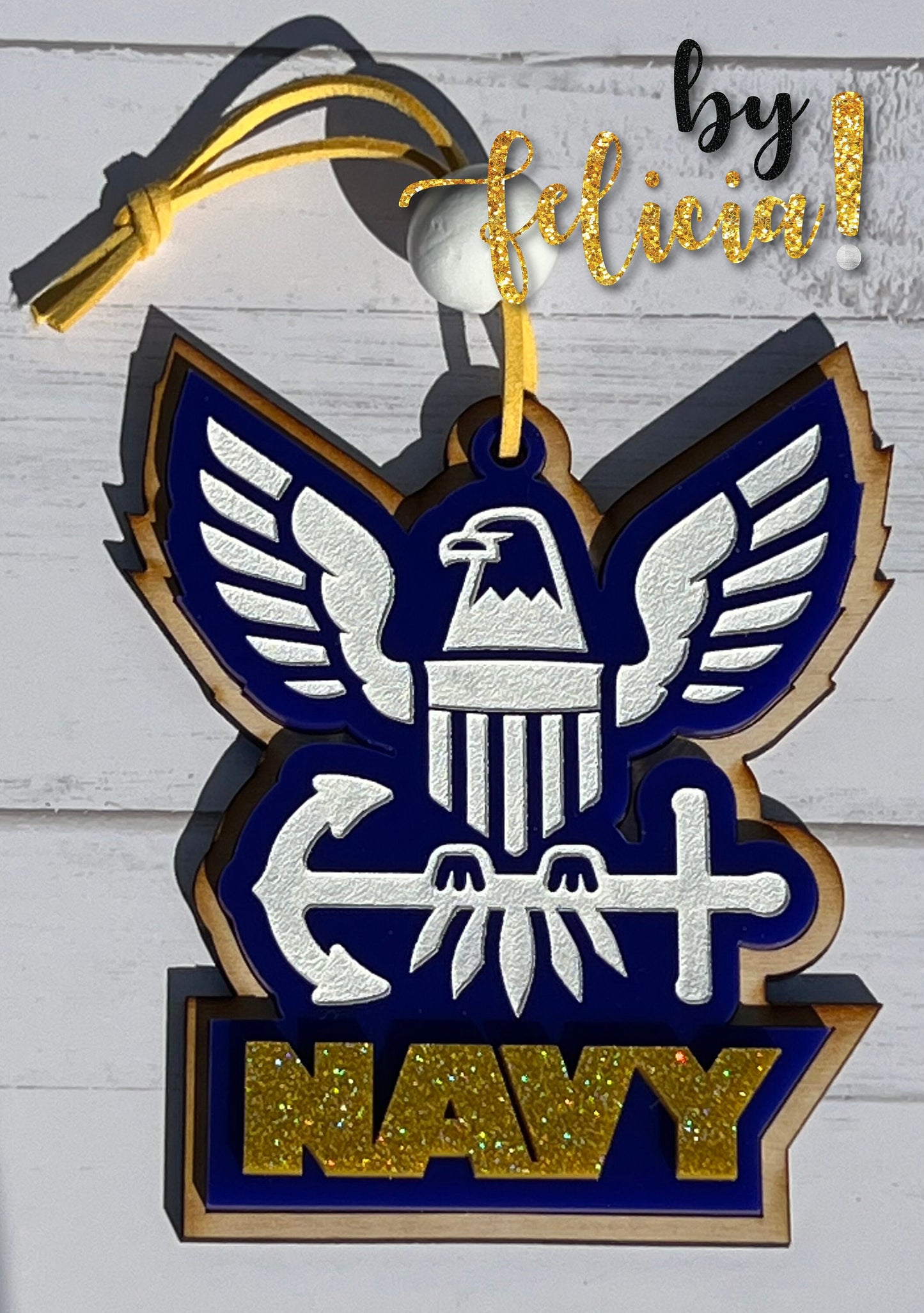 Military Christmas Ornament: Laser Cut Wood & Acrylic - USMC, Navy, Army, Air Force, Coast Guard