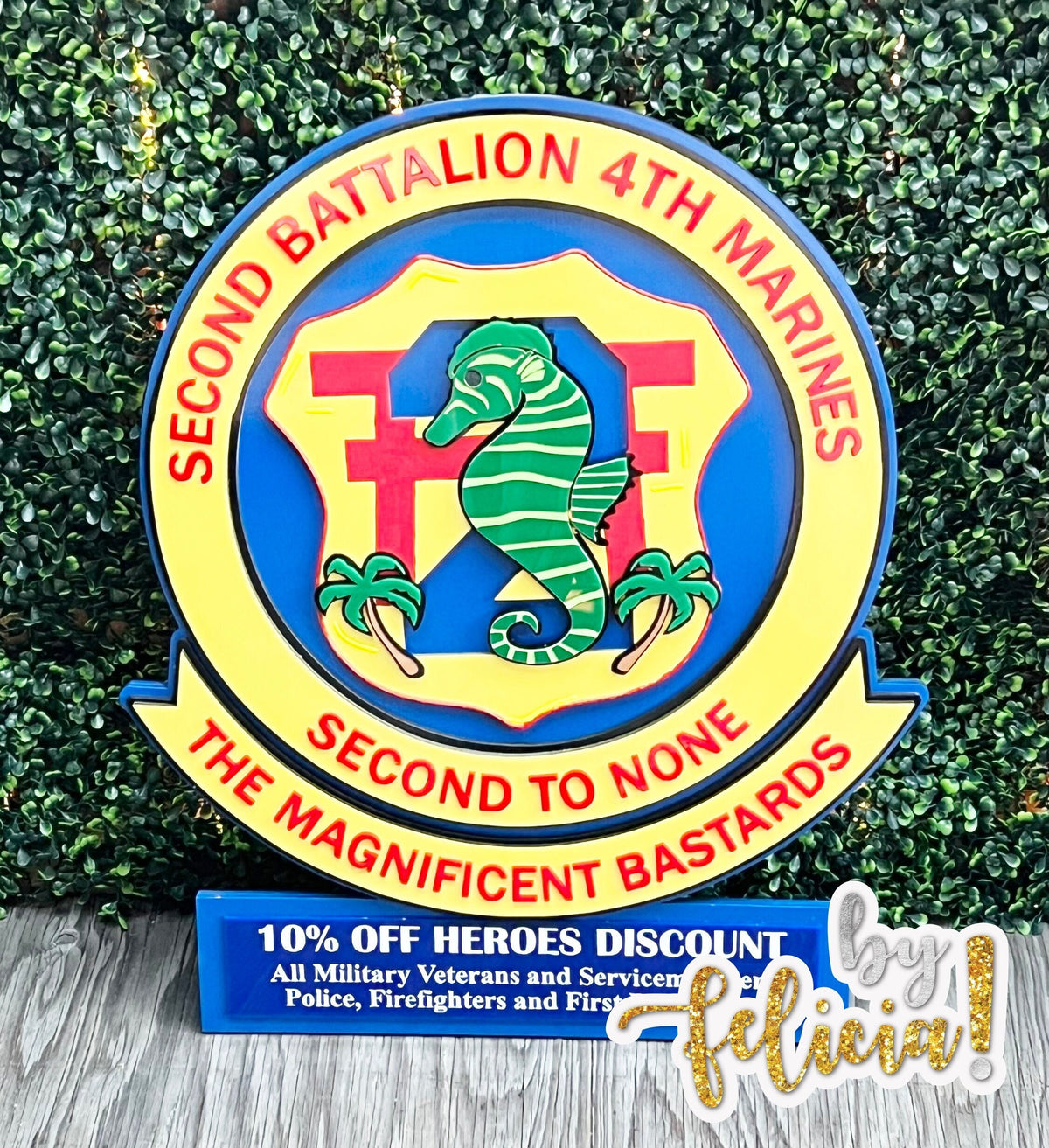 2nd Battalion 4th Marines, Marine Corps plaques, Marine Corps retirement gift,  marine corps gift, Marine retirement, USMC License #286-23