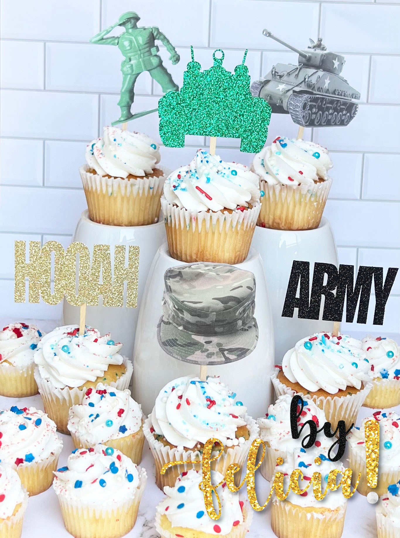 Army Cupcake Topper | Army Cake Topper | Army Party Decoration | Army Going Away Party | Army Party Supplies | Army Decorations for Party