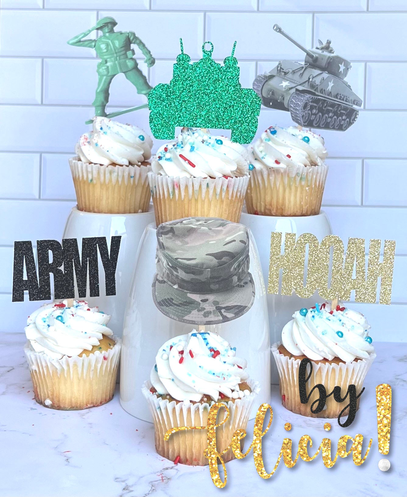 Army Cupcake Topper | Army Cake Topper | Army Party Decoration | Army Going Away Party | Army Party Supplies | Army Decorations for Party