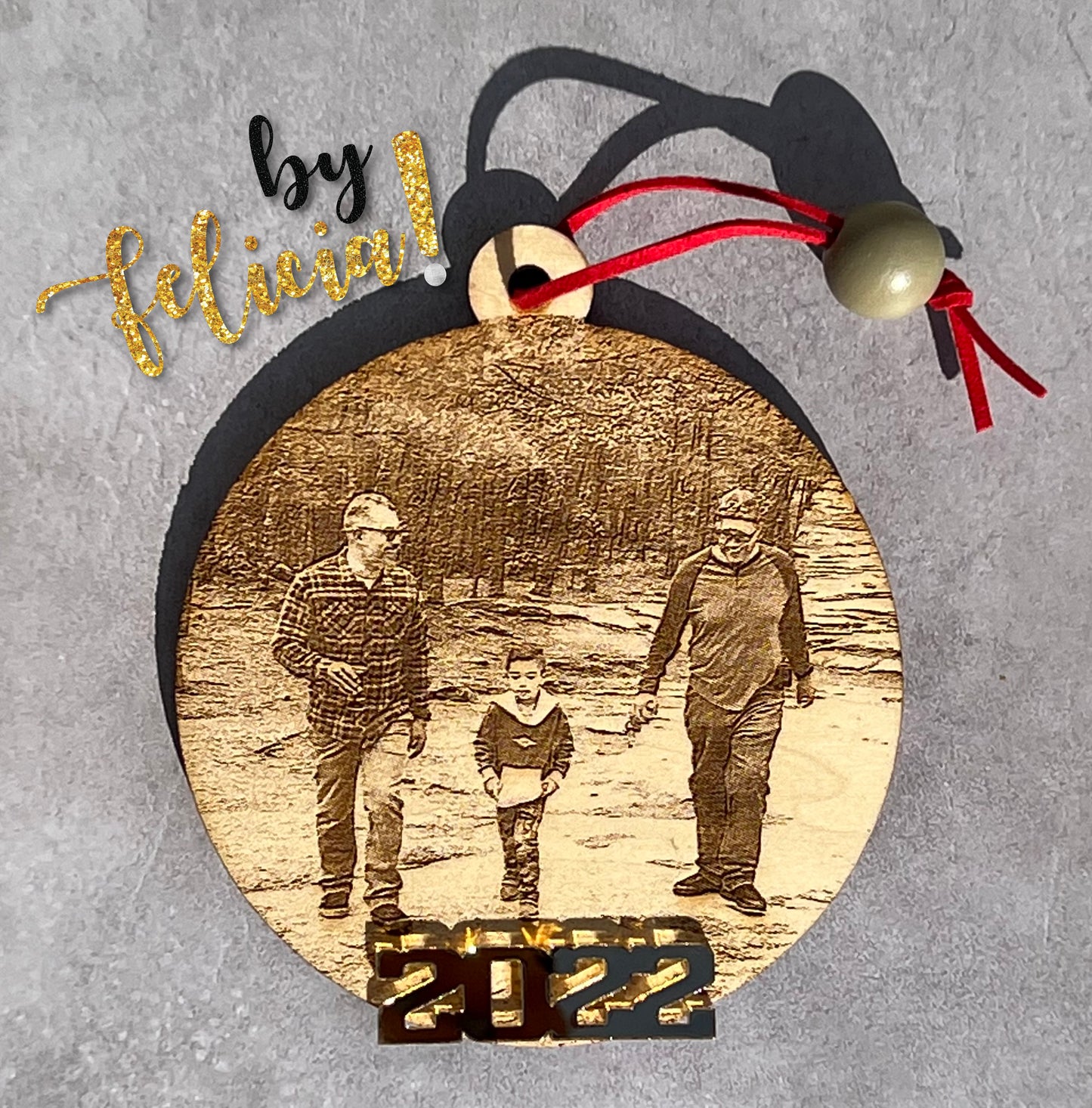 Custom Photo Laser engraved Ornament - Personalized Engraved Christmas Ornament