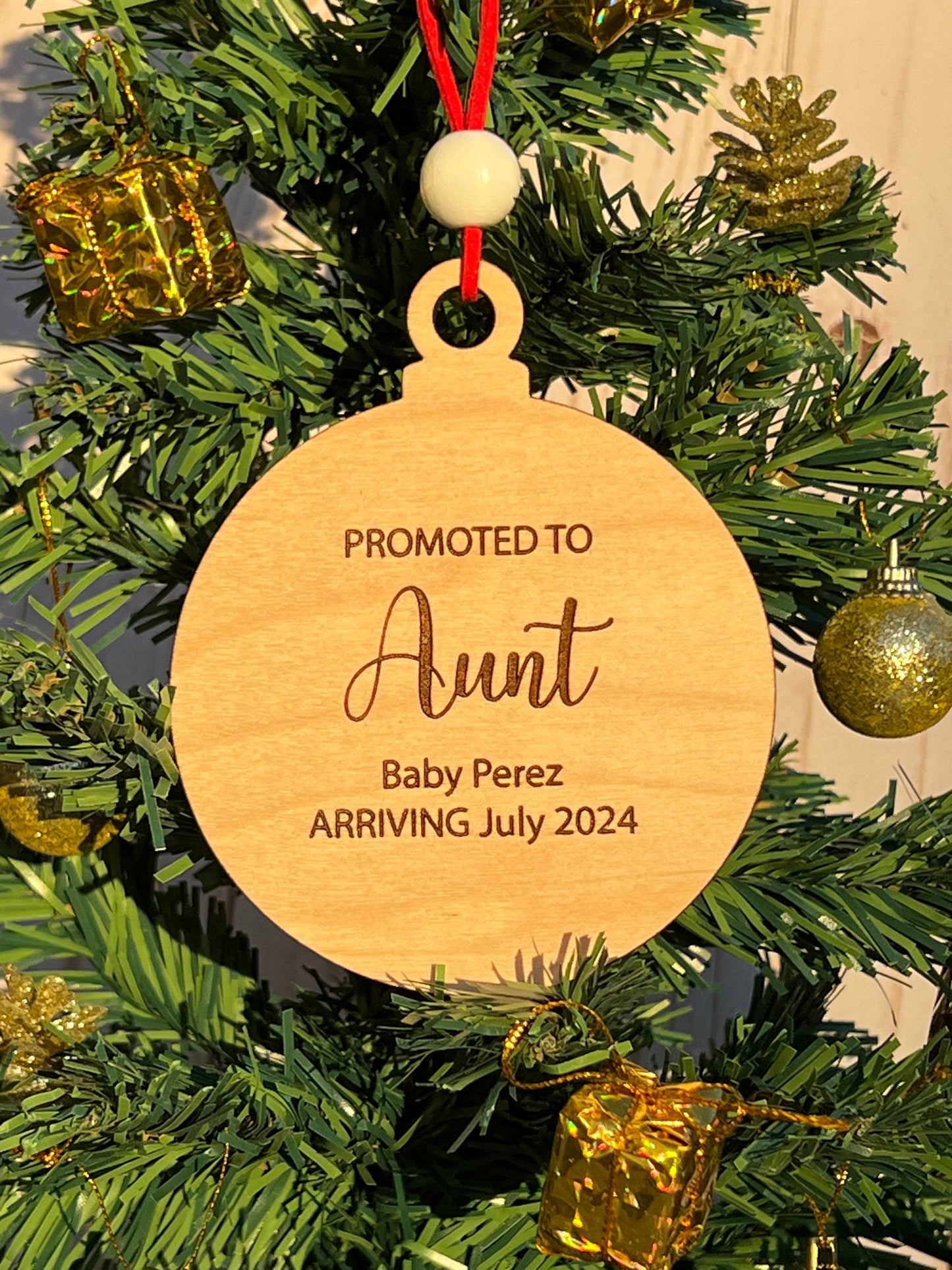 Personalized Pregnancy Announcement Christmas Ornament • Customized Ornament • Promoted to Aunt • Promoted to Uncle • Christmas Baby