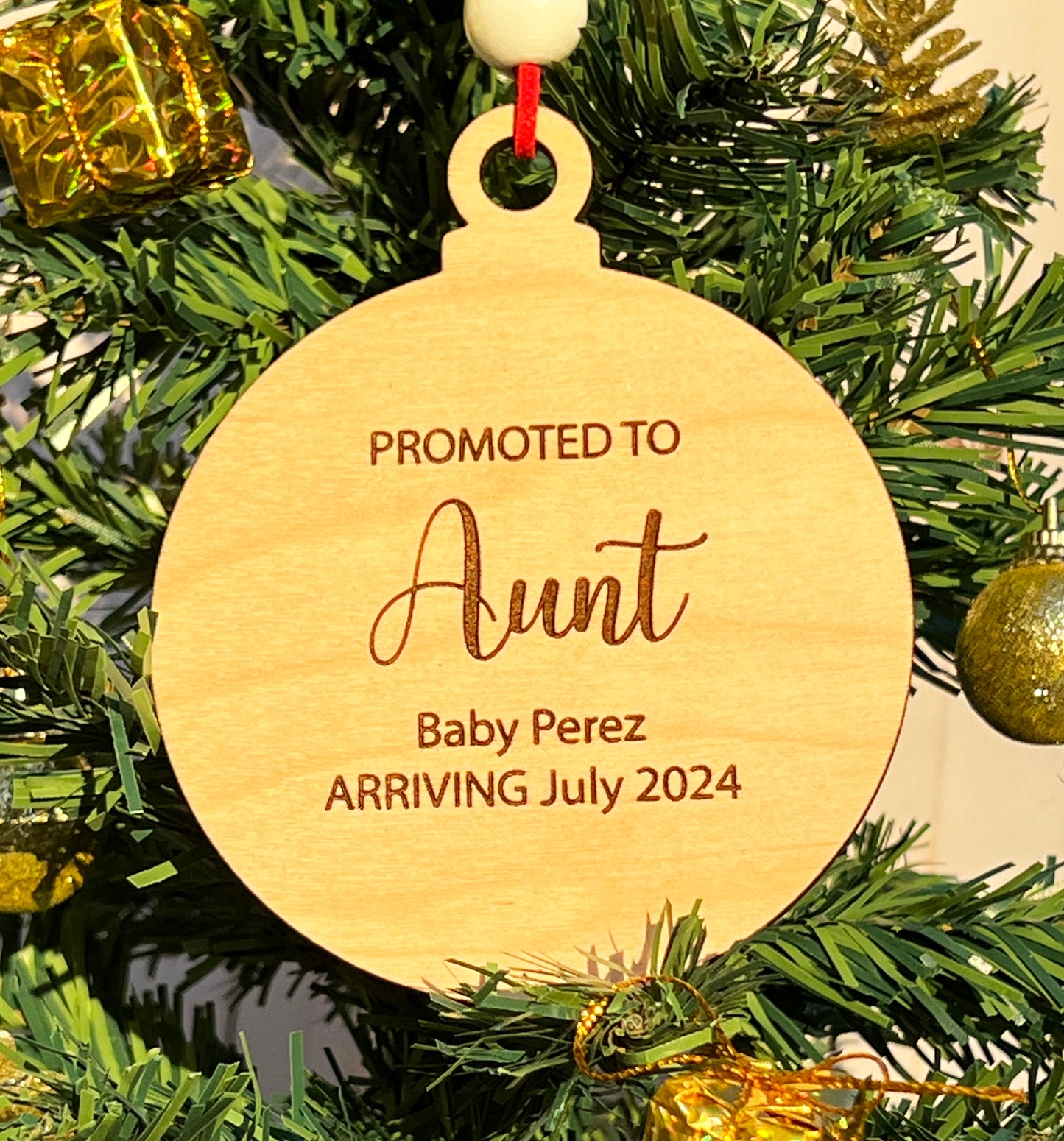 Personalized Pregnancy Announcement Christmas Ornament • Customized Ornament • Promoted to Aunt • Promoted to Uncle • Christmas Baby