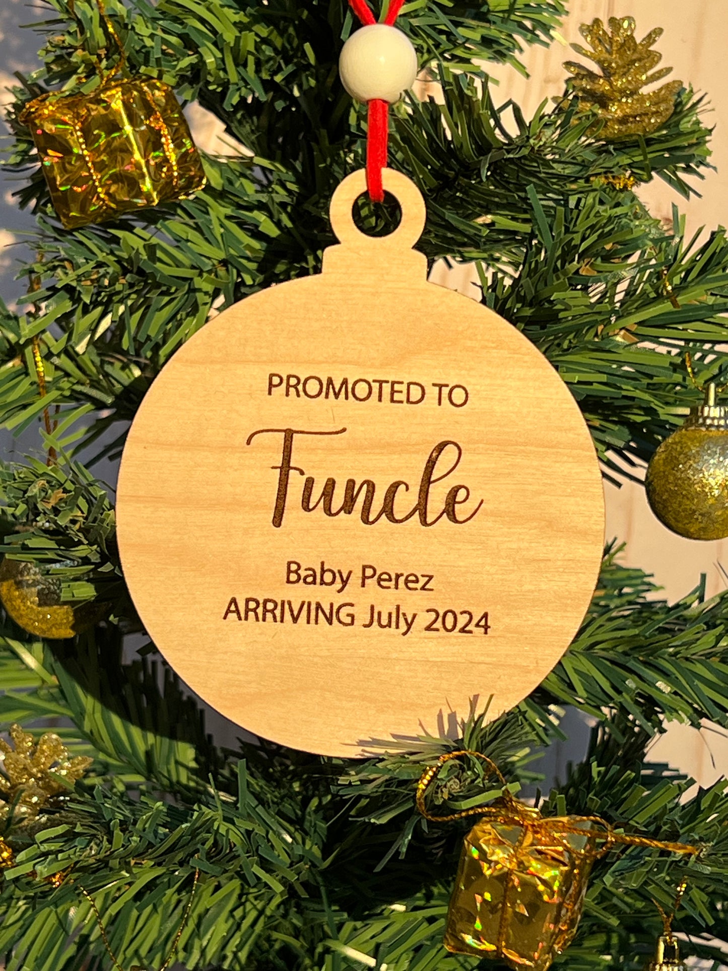 Personalized Pregnancy Announcement Christmas Ornament • Customized Ornament • Promoted to Aunt • Promoted to Uncle • Christmas Baby