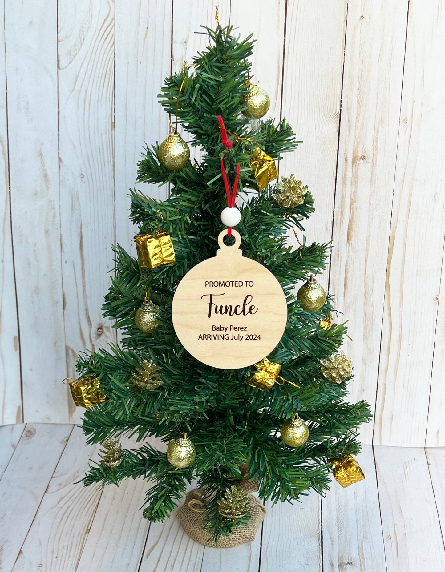 Personalized Pregnancy Announcement Christmas Ornament • Customized Ornament • Promoted to Aunt • Promoted to Uncle • Christmas Baby