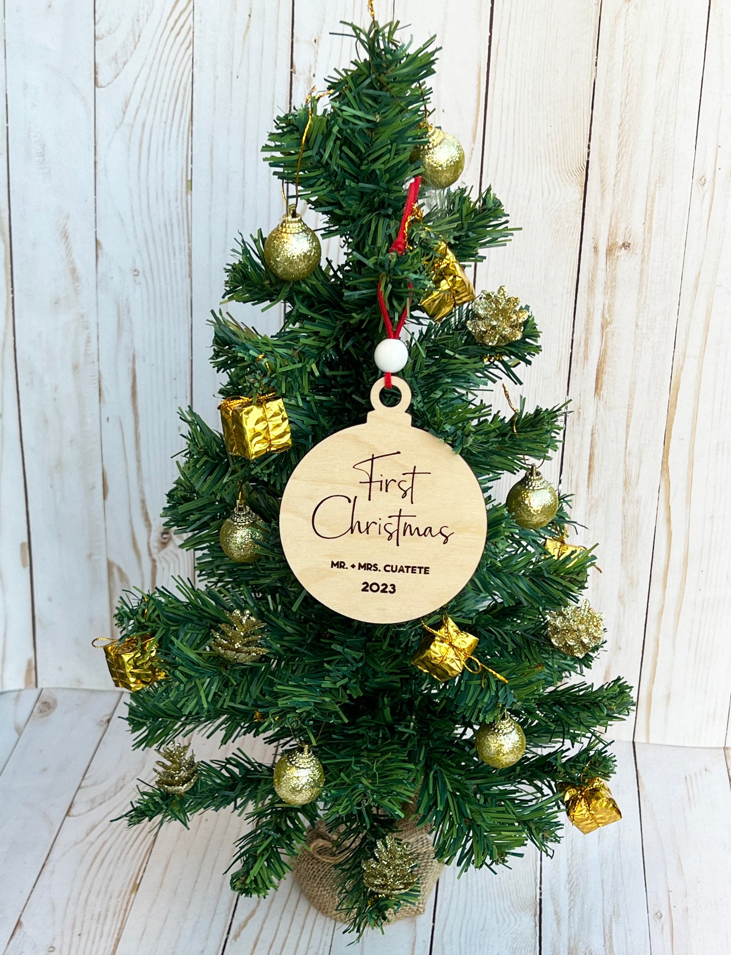 Couple's First Christmas Personalized Ornament • Custom Just Married Christmas Gift • Wedding Present • Custom Holiday Ornament