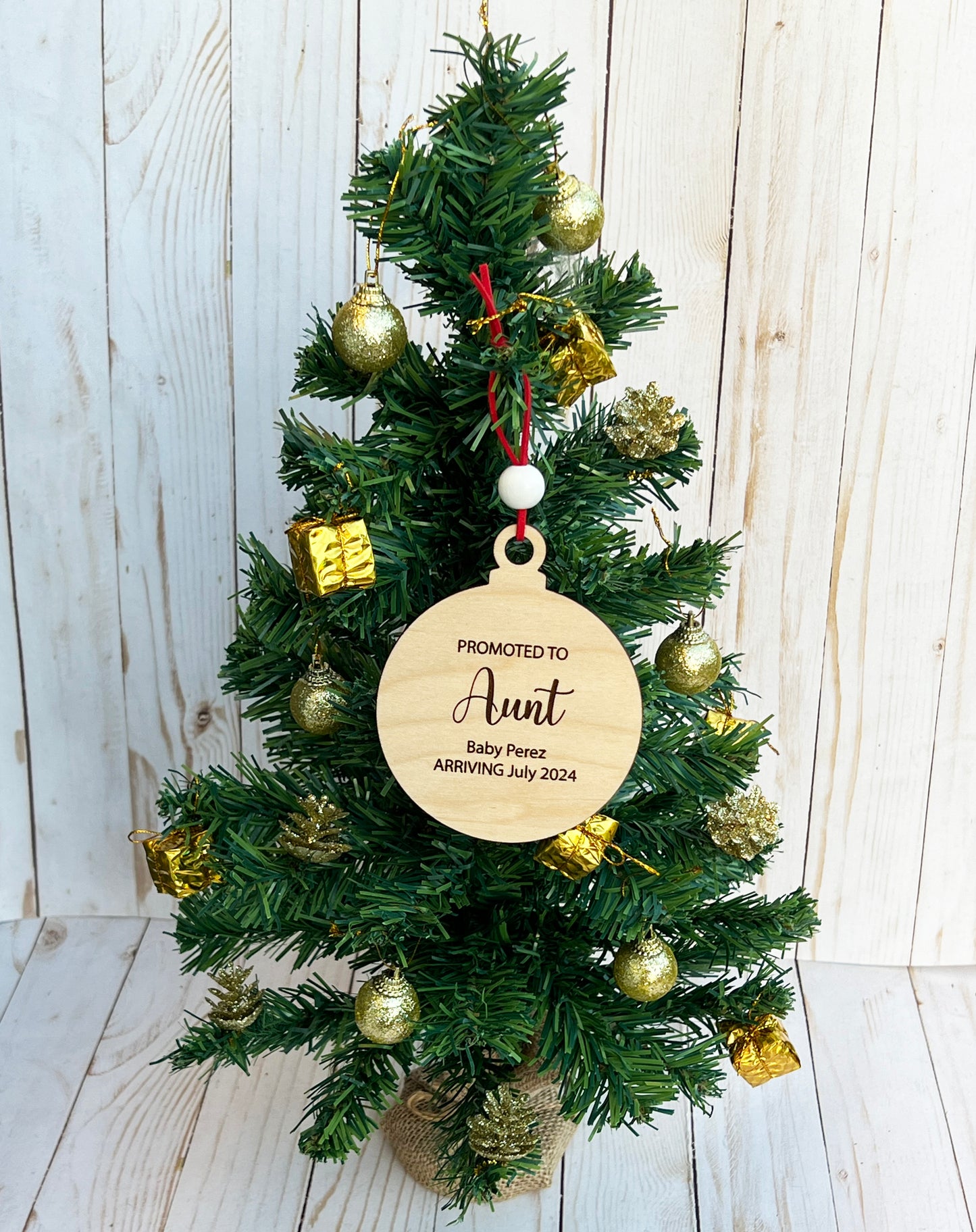 Personalized Pregnancy Announcement Christmas Ornament • Customized Ornament • Promoted to Aunt • Promoted to Uncle • Christmas Baby