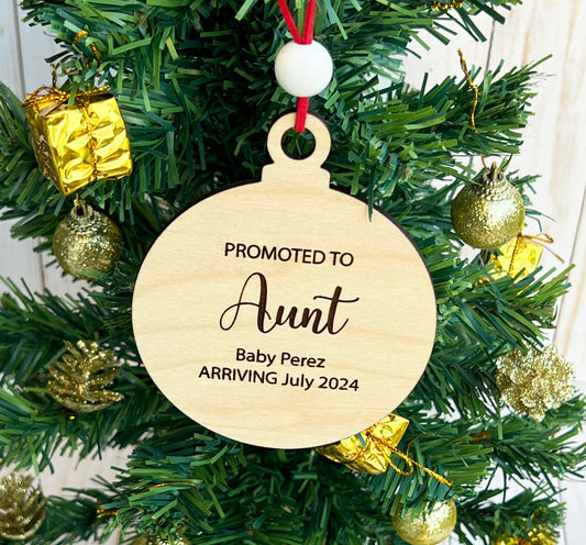 Personalized Pregnancy Announcement Christmas Ornament • Customized Ornament • Promoted to Aunt • Promoted to Uncle • Christmas Baby