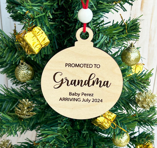 Personalized Pregnancy Announcement Christmas Ornament • Customized Ornament • Promoted to Grandma • Promoted to Grandpa • Christmas Baby