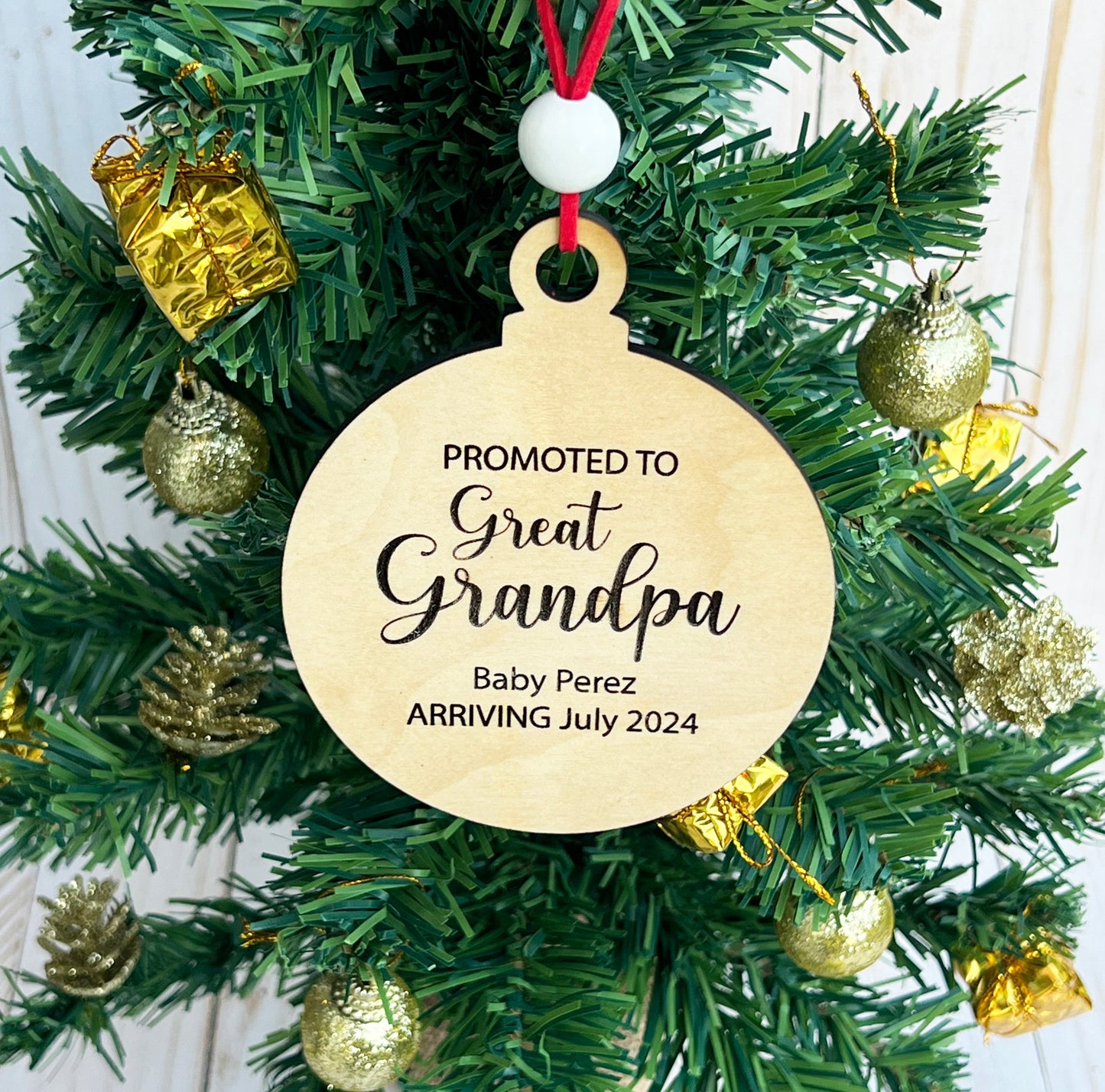 Personalized Pregnancy Announcement Christmas Ornament • Customized Ornament • Promoted to Grandma • Promoted to Grandpa • Christmas Baby