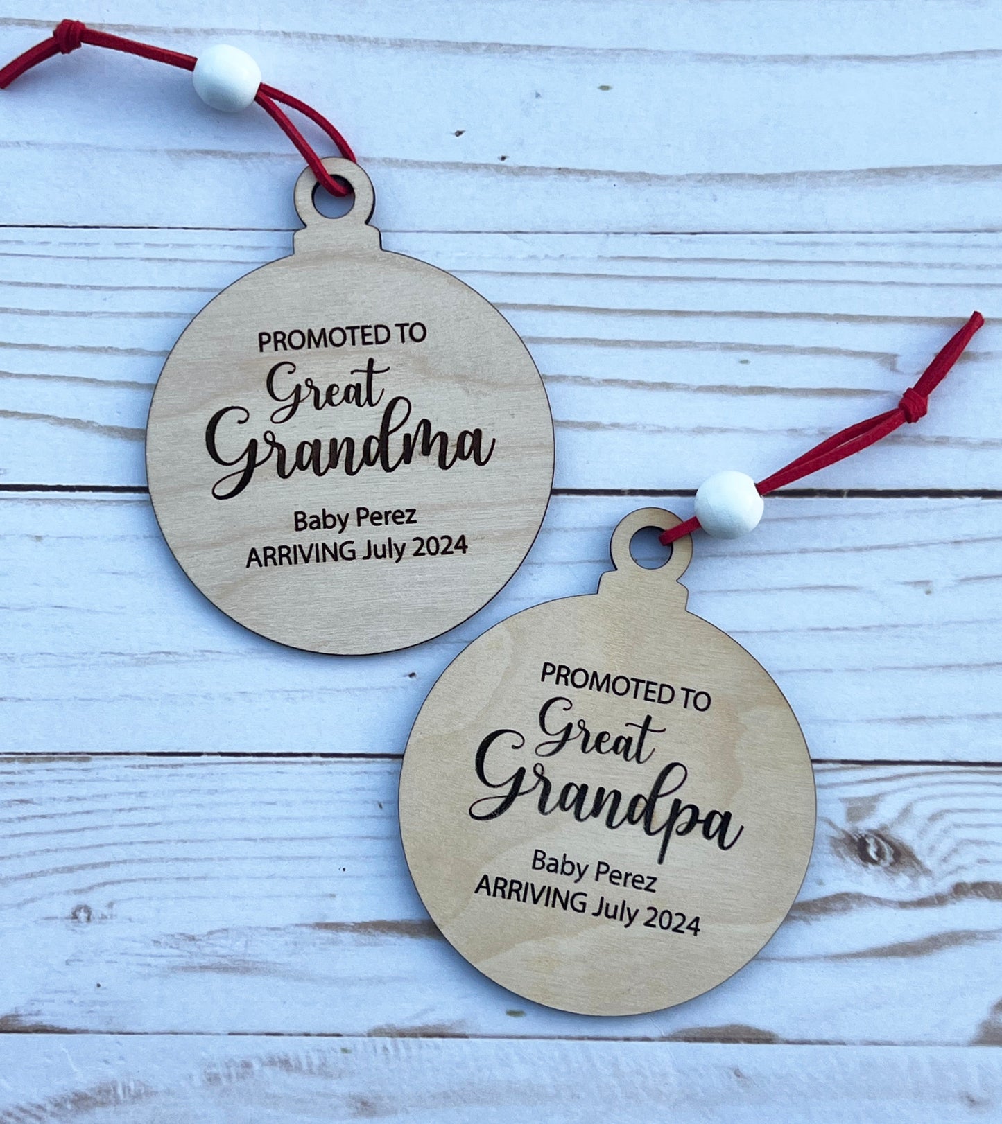 Personalized Pregnancy Announcement Christmas Ornament • Customized Ornament • Promoted to Grandma • Promoted to Grandpa • Christmas Baby