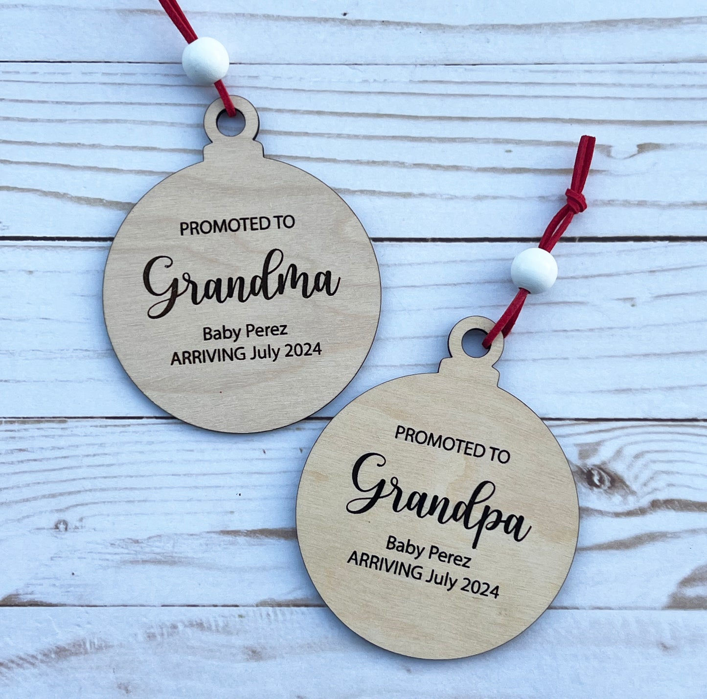 Personalized Pregnancy Announcement Christmas Ornament • Customized Ornament • Promoted to Grandma • Promoted to Grandpa • Christmas Baby