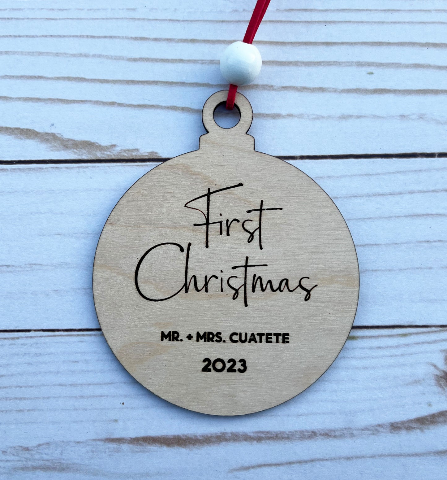 Couple's First Christmas Personalized Ornament • Custom Just Married Christmas Gift • Wedding Present • Custom Holiday Ornament