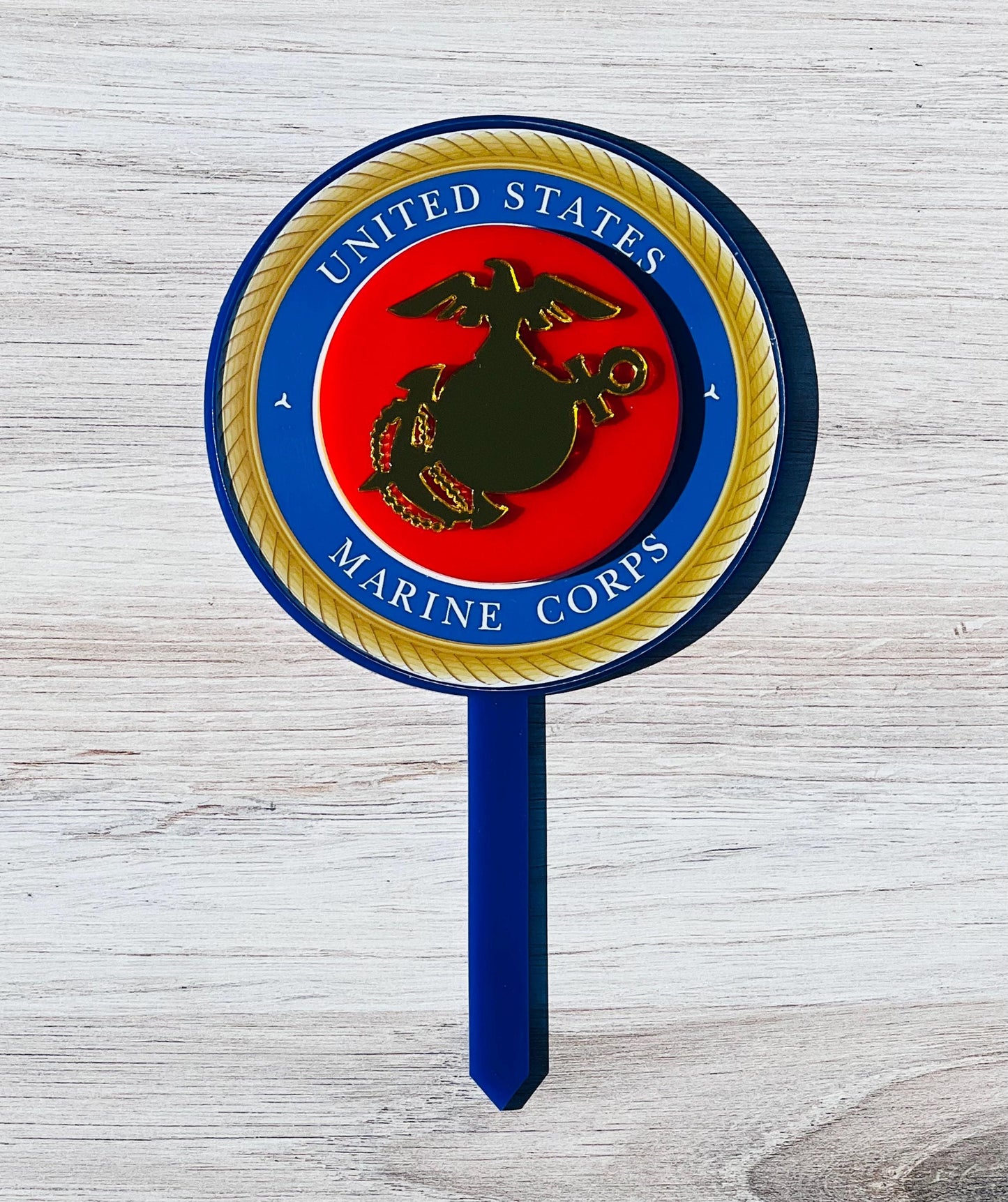 Acrylic Marine Corps Cake Topper: USMC Birthday Party Decor, USMC License #286-23