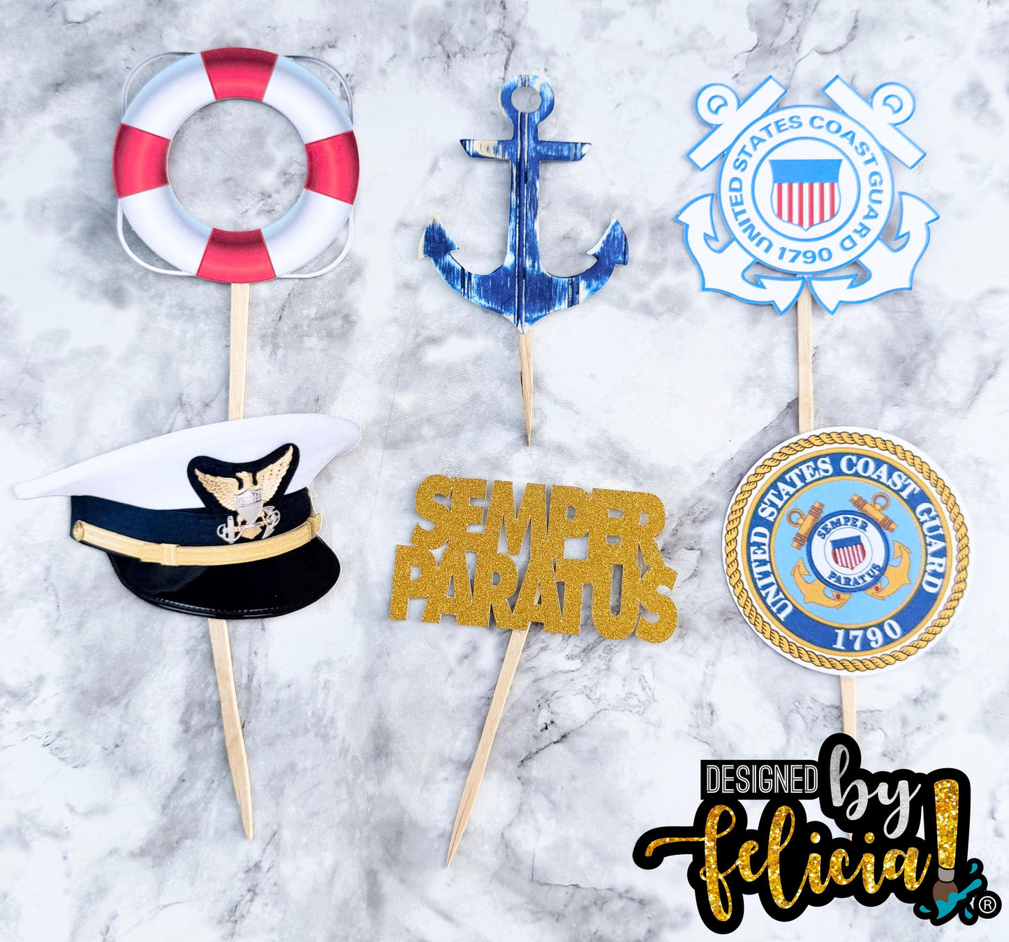 Coast Guard cupcake toppers, Coast guard cupcake ideas, Coast Guard cake topper, Coast Guard party decorations,  Coast Guard party supplies