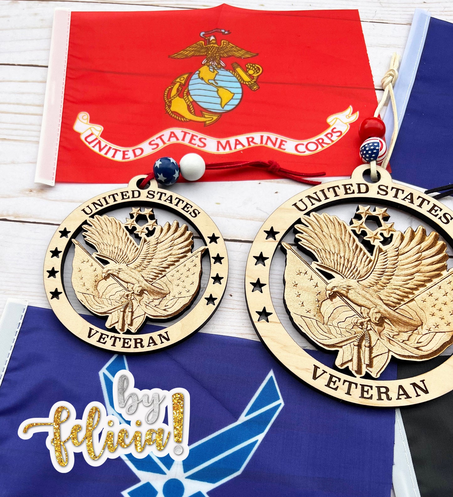 Laser Engraved United States Veteran Ornament: Patriotic Christmas Decor