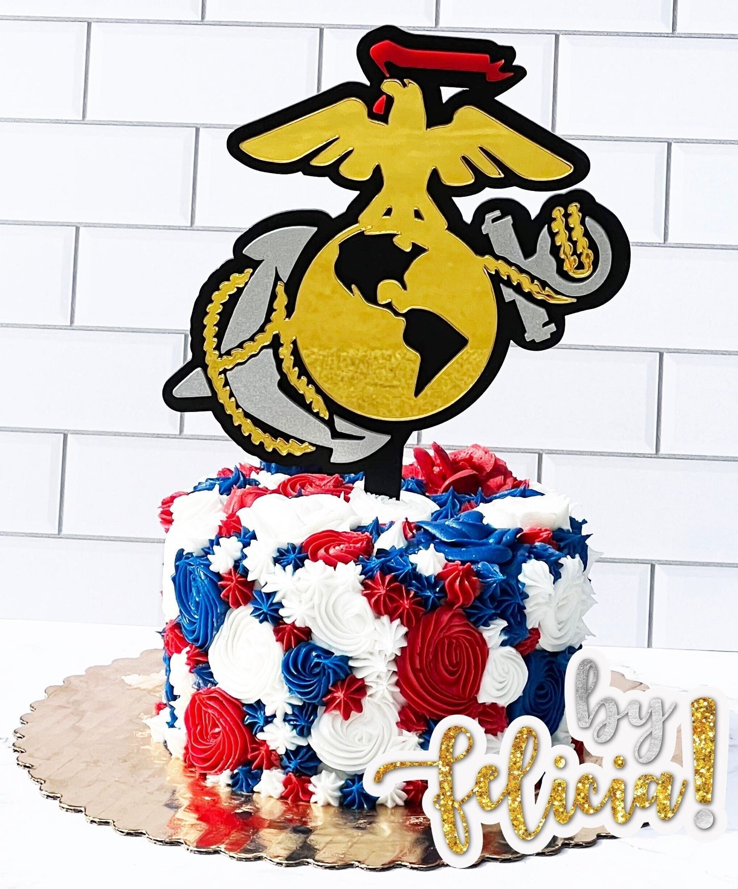 Marine Corps Cake Topper: Acrylic USMC Party Decoration