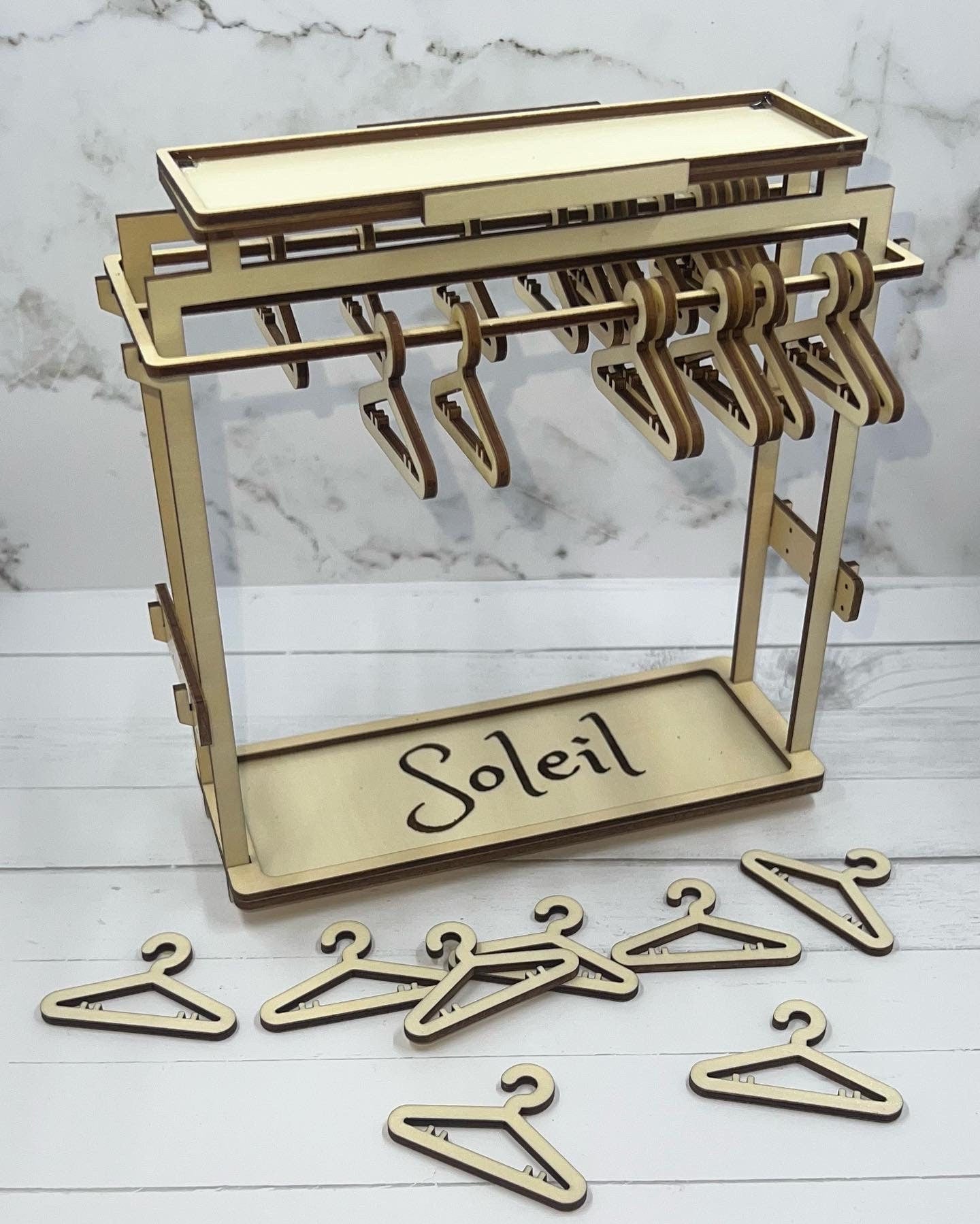 Personalized Earring Coat Hanger Rack: Red Oak or Acrylic, 30 Hangers
