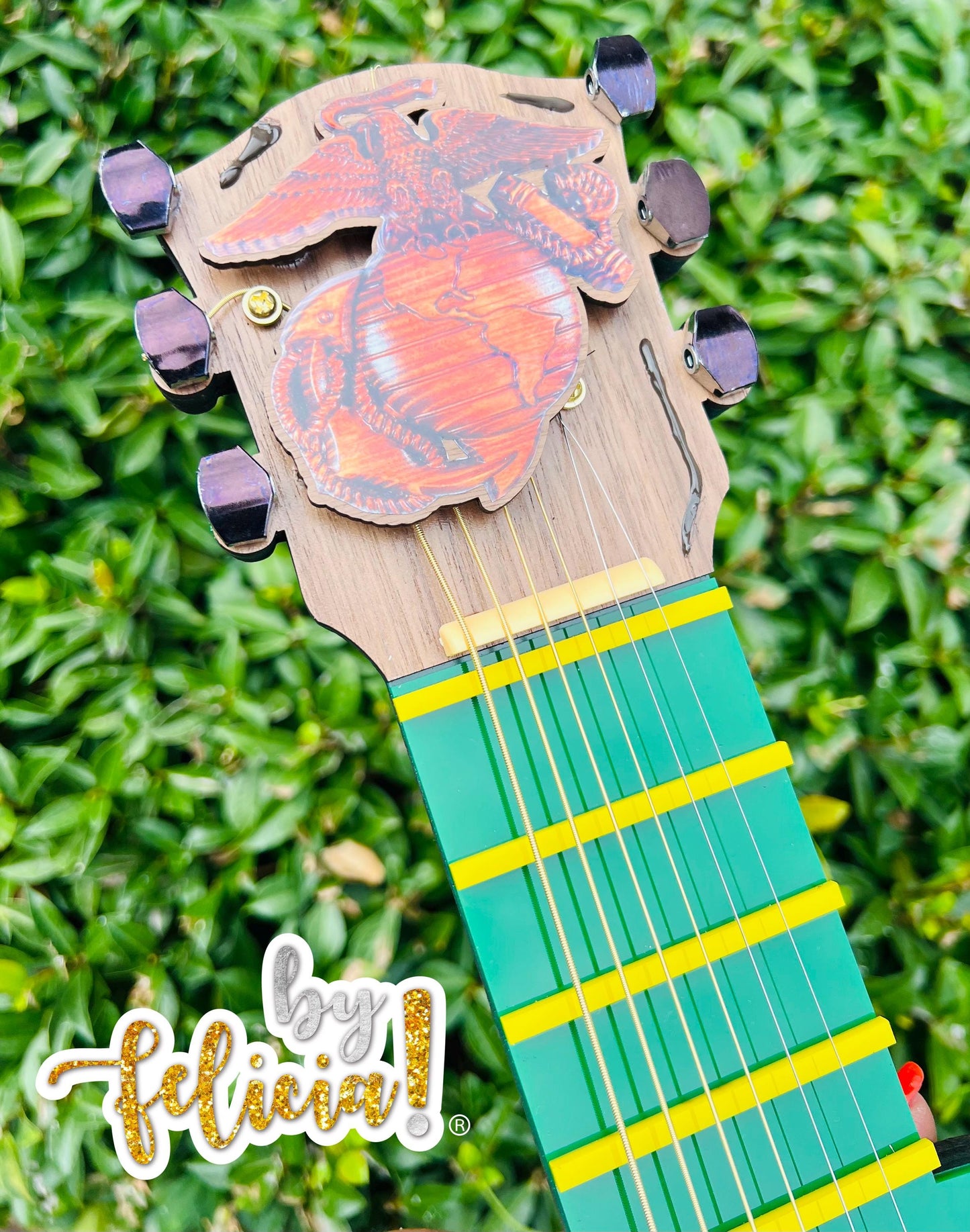 Custom Marine Corps Guitar Plaque: Handmade USMC Retirement Gift