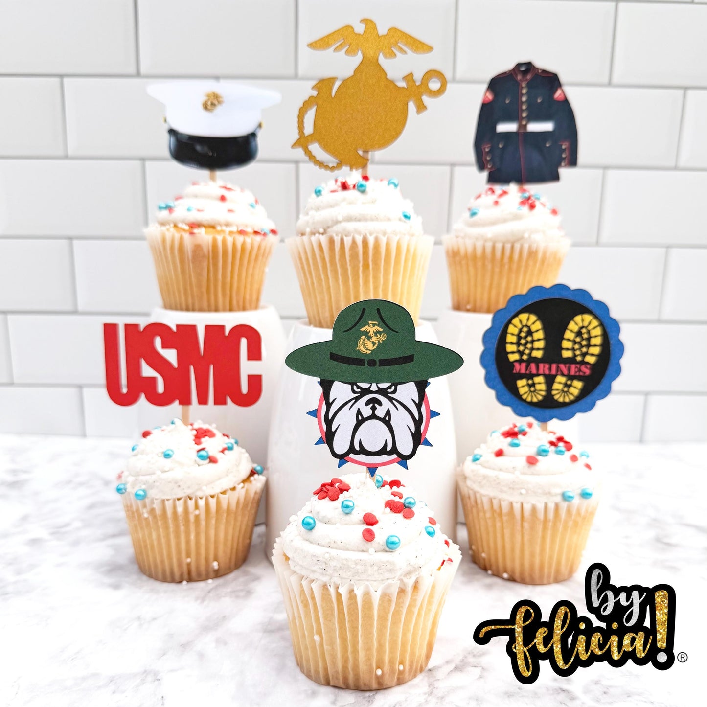 Marines Cupcake Topper | USMC Cupcake Topper | Marines cake topper | Marine Corps Birthday | Marines Party Decoration | USMC License #286-23