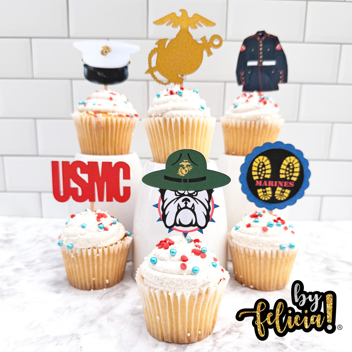 Marines Cupcake Topper | USMC Cupcake Topper | Marines cake topper | Marine Corps Birthday | Marines Party Decoration | USMC License #286-23