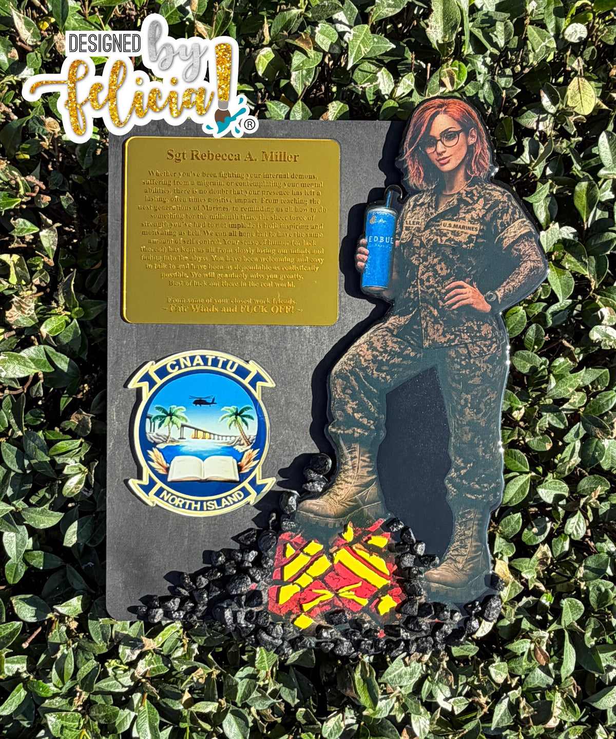 Female Marine plaque, Marine Corps retirement gift,  marine corps gift, USMC plaque, Marine retirement, Marine retired, USMC License #286-23