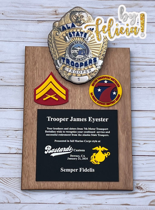 Marine corps plaques, Marine Corps retirement gift, marine corps gift, Police plaque, Police retirement, Marine retired, USMC License 286-23
