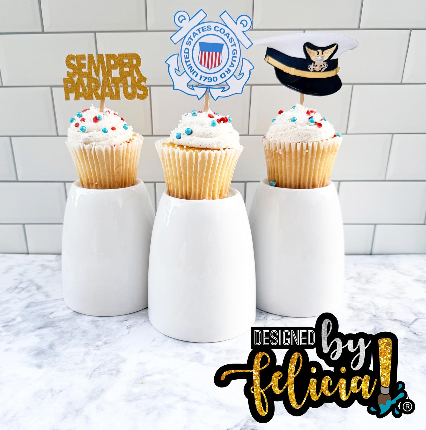 Coast Guard cupcake toppers, Coast guard cupcake ideas, Coast Guard cake topper, Coast Guard party decorations,  Coast Guard party supplies