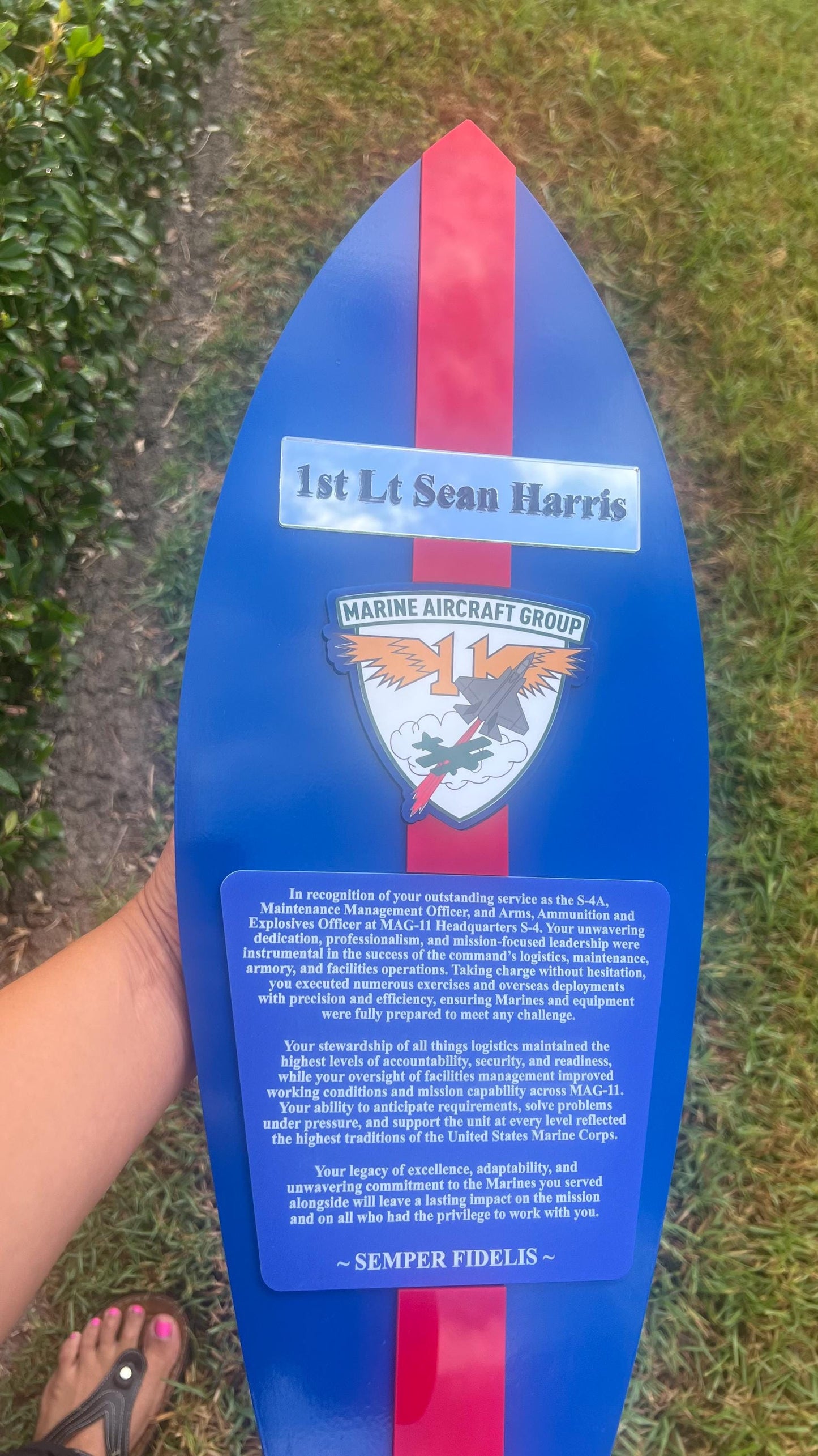 Handmade Marine Corps Plaque: USMC Retirement Gift