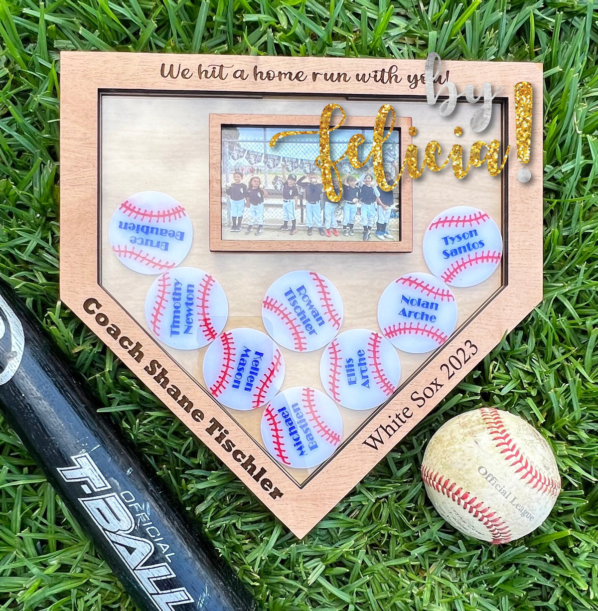 Personalized Baseball Coach Gift: Home Plate Team Photo Frame