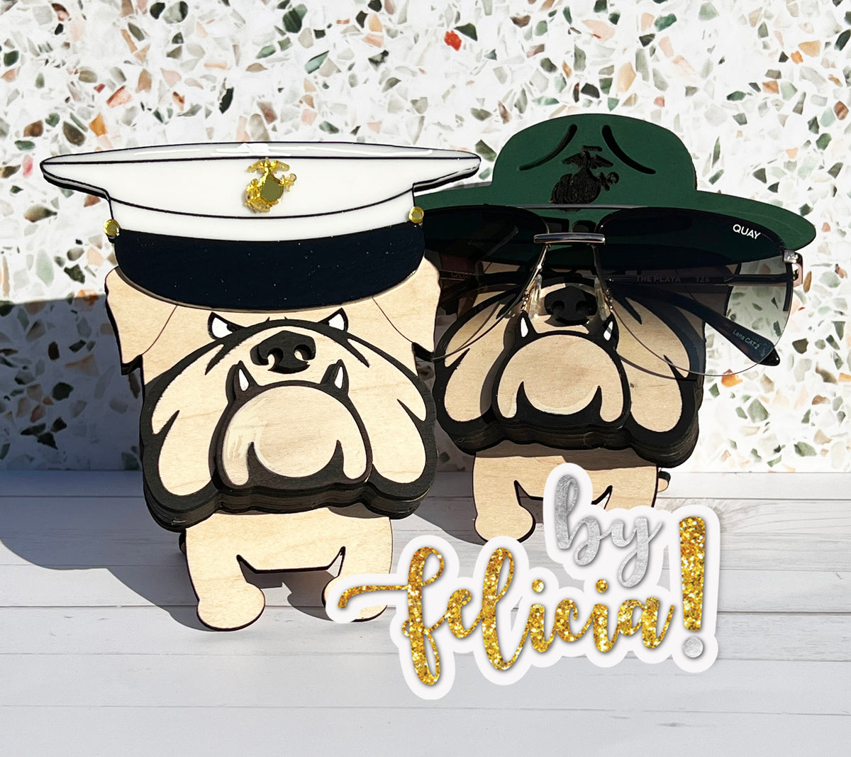 USMC Bulldog Eyeglass Holder: Marine Retirement Gift USMC License #21175