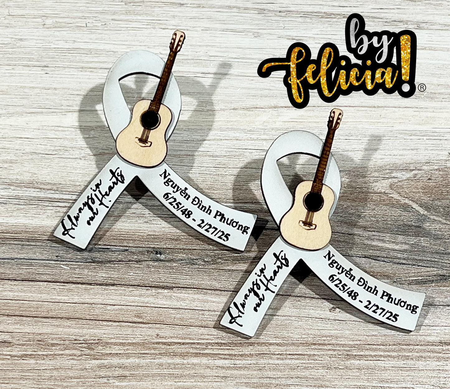 Custom Acrylic Funeral Ribbon Pin, Memorial Gift