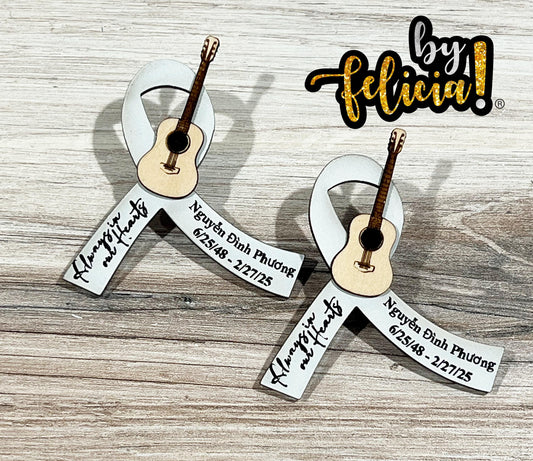 Custom Acrylic Funeral Ribbon Pin, Memorial Gift