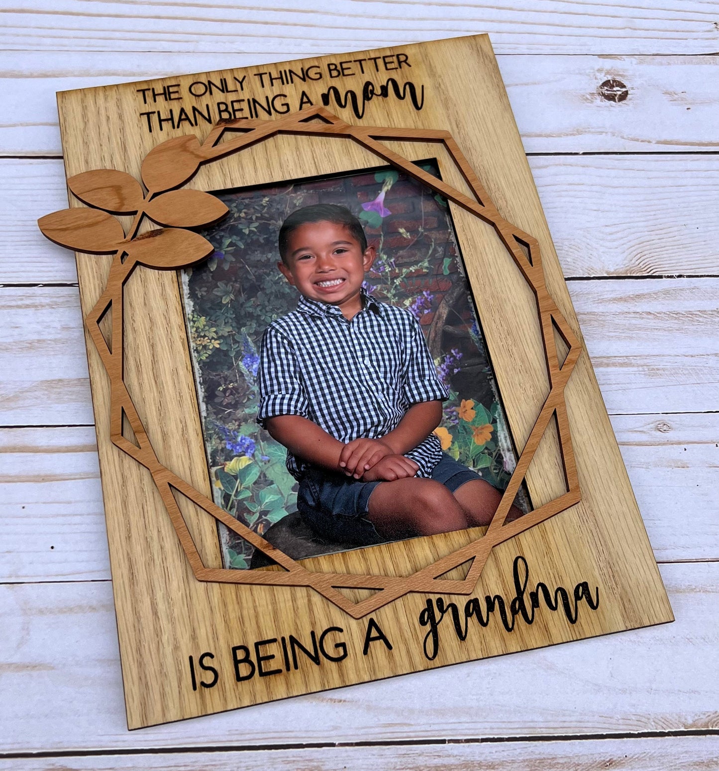 Custom Engraved Wooden Photo Frame: Grandma Gift from Grandkids