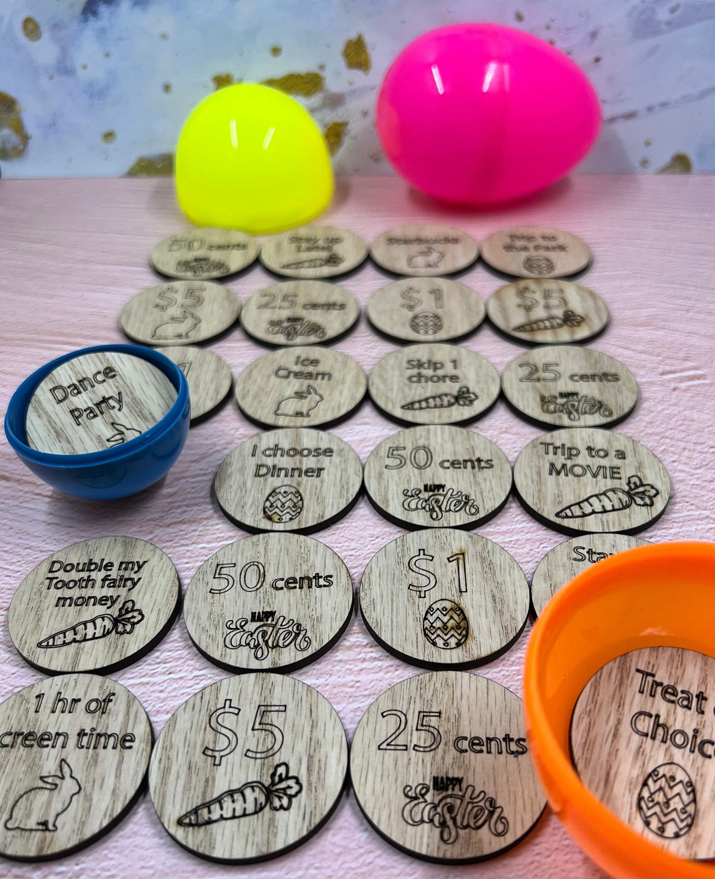 Easter egg tokens, Easter egg coins, Easter egg fillers, Easter basket stuffers, Easter egg tokens for kids, Easter basket stuffers for teen