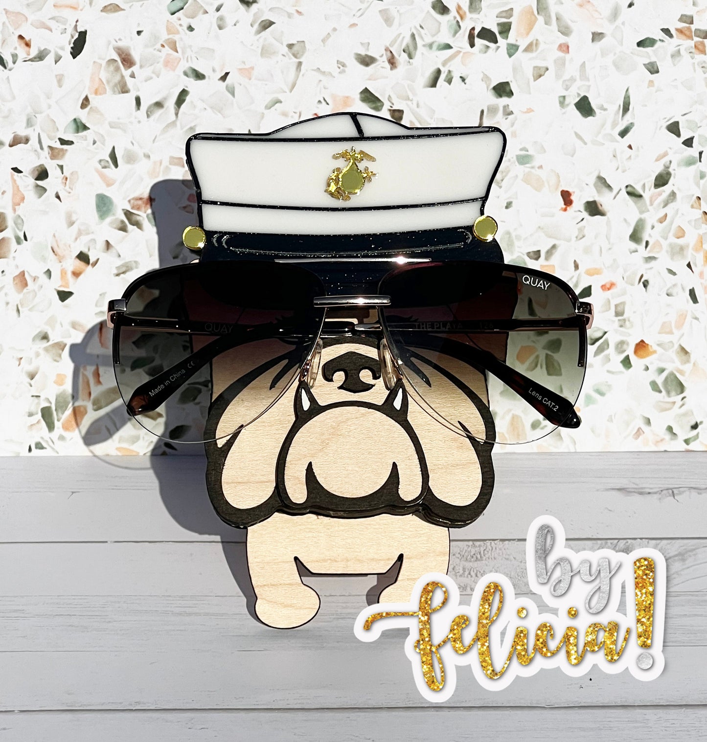 USMC Bulldog Eyeglass Holder: Marine Retirement Gift USMC License #21175