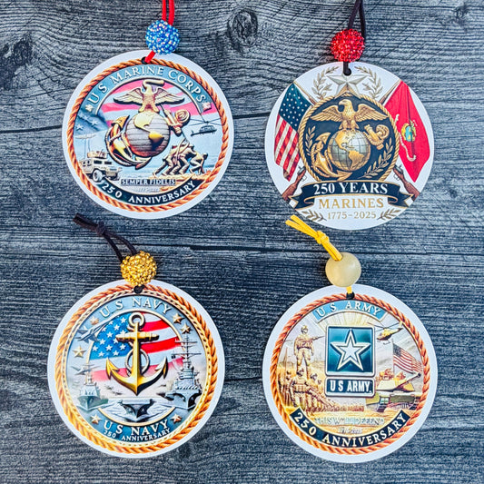 250th Anniversary ornament, 250th Marine Corps ornament, USMC Ornament, Marine Corps Gifts, USMC Gifts, Military Ornament, USMC Lic #286-23