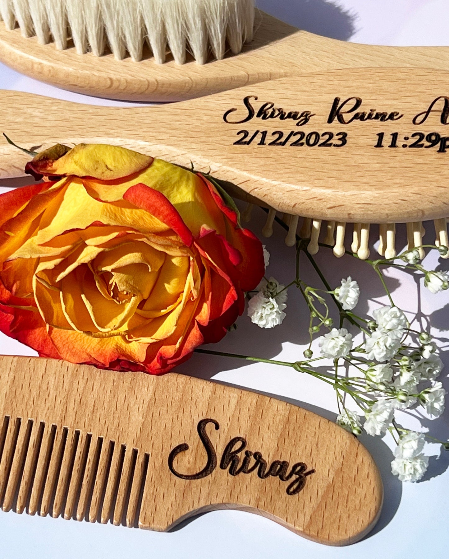 Baby Gift set, Baby gift personalized, Baby shower gift, Custom baby gifts, Newborn Gift set, Wooden baby brush, Personalized brush baby
