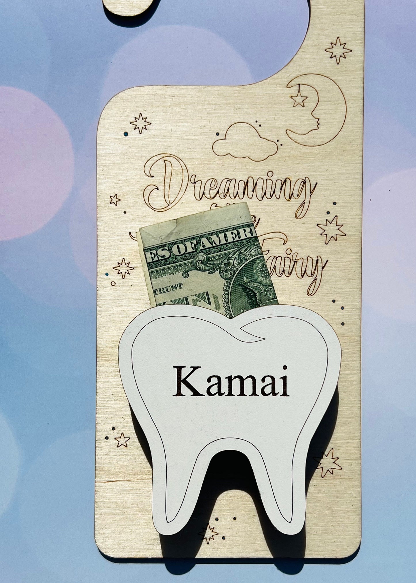 Personalized Tooth Fairy Door Hanger with Money Holder