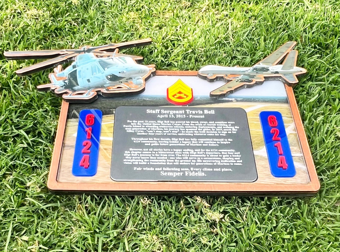 Helicopter plaque, Marine Corps retirement gift, marine corps gift, USMC plaque, Marine retirement, Marine retired, USMC License #286-23