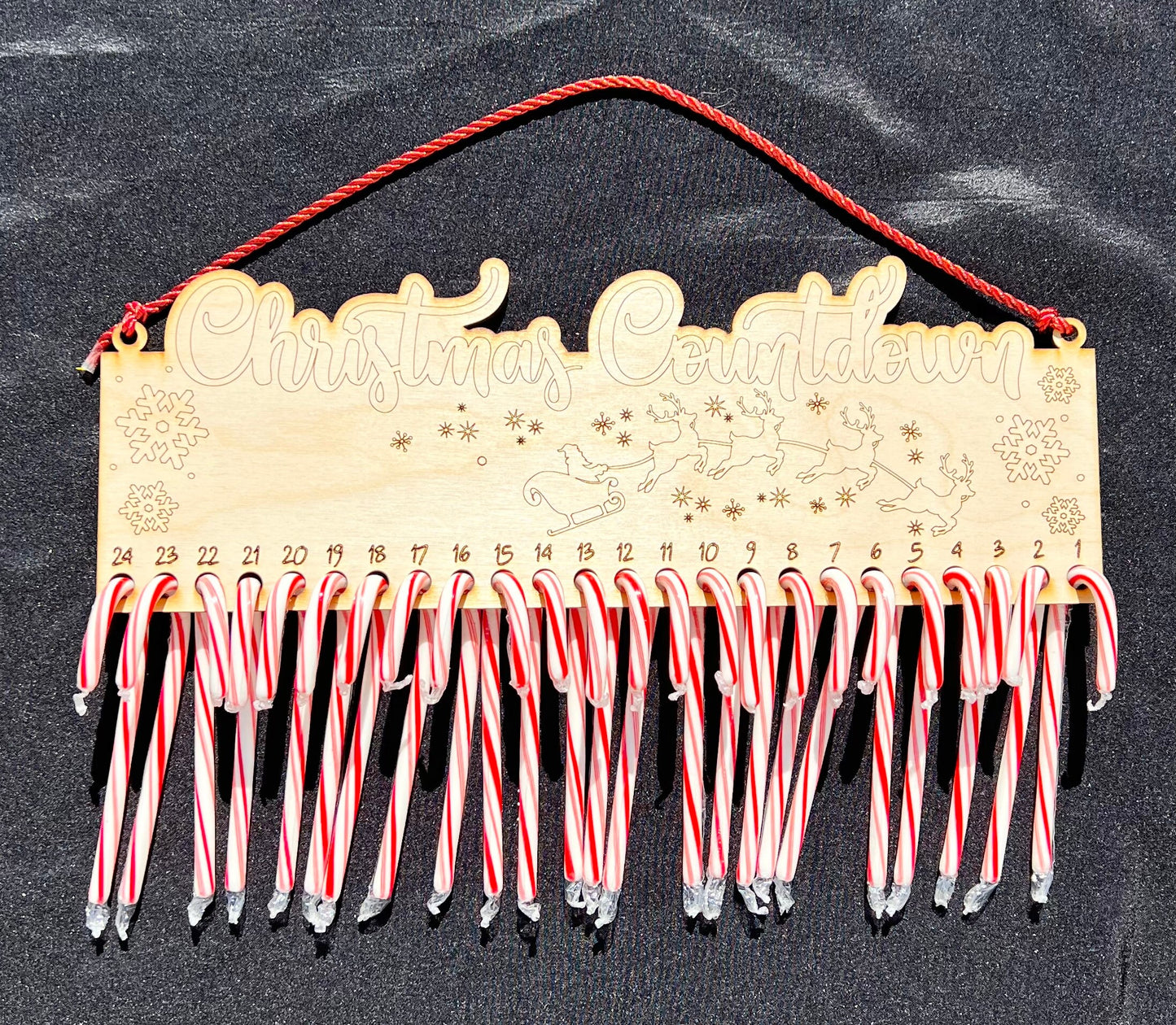 Personalized Candy Cane Christmas Countdown: Laser Engraved Advent Calendar