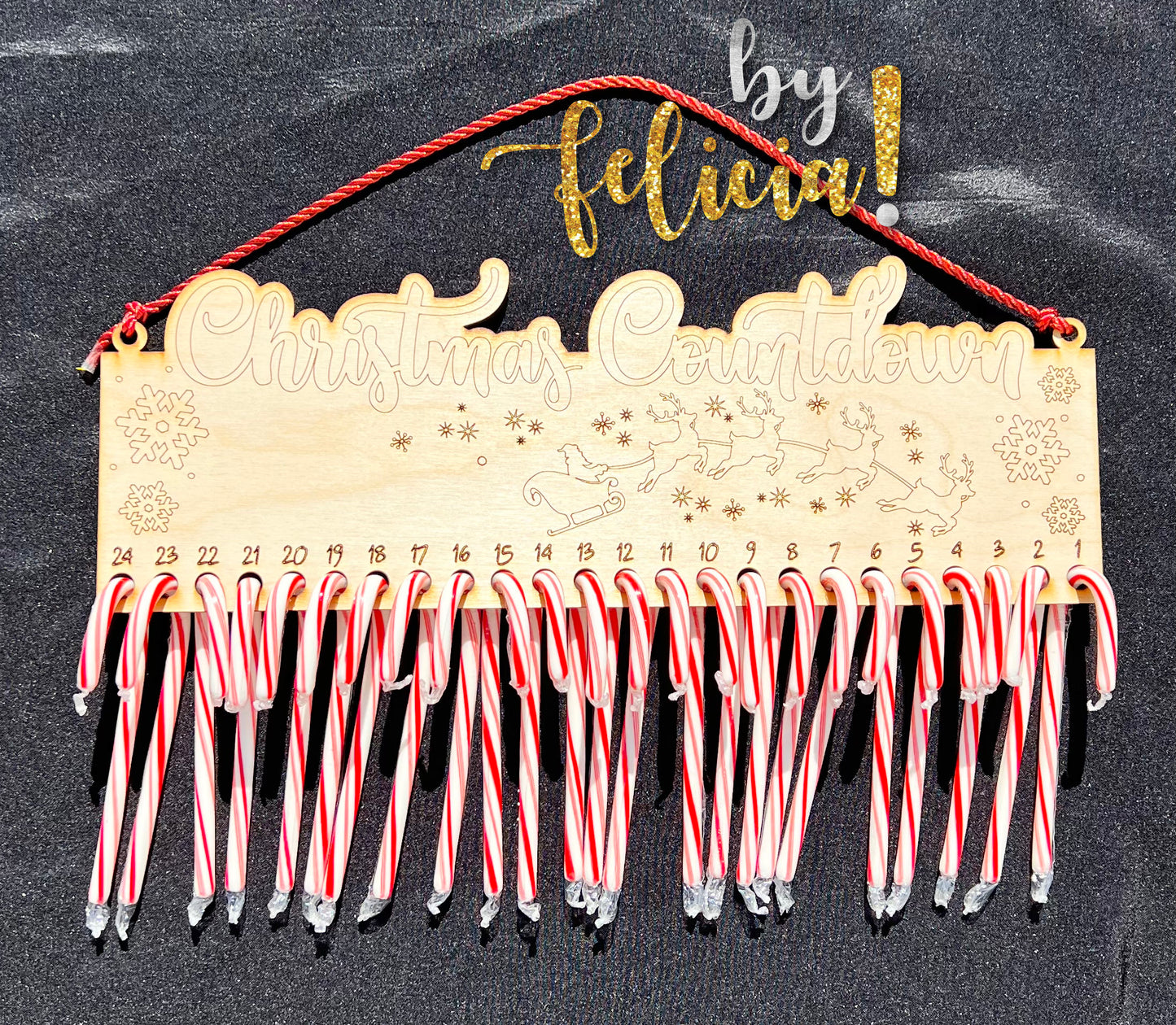 Personalized Candy Cane Christmas Countdown: Laser Engraved Advent Calendar