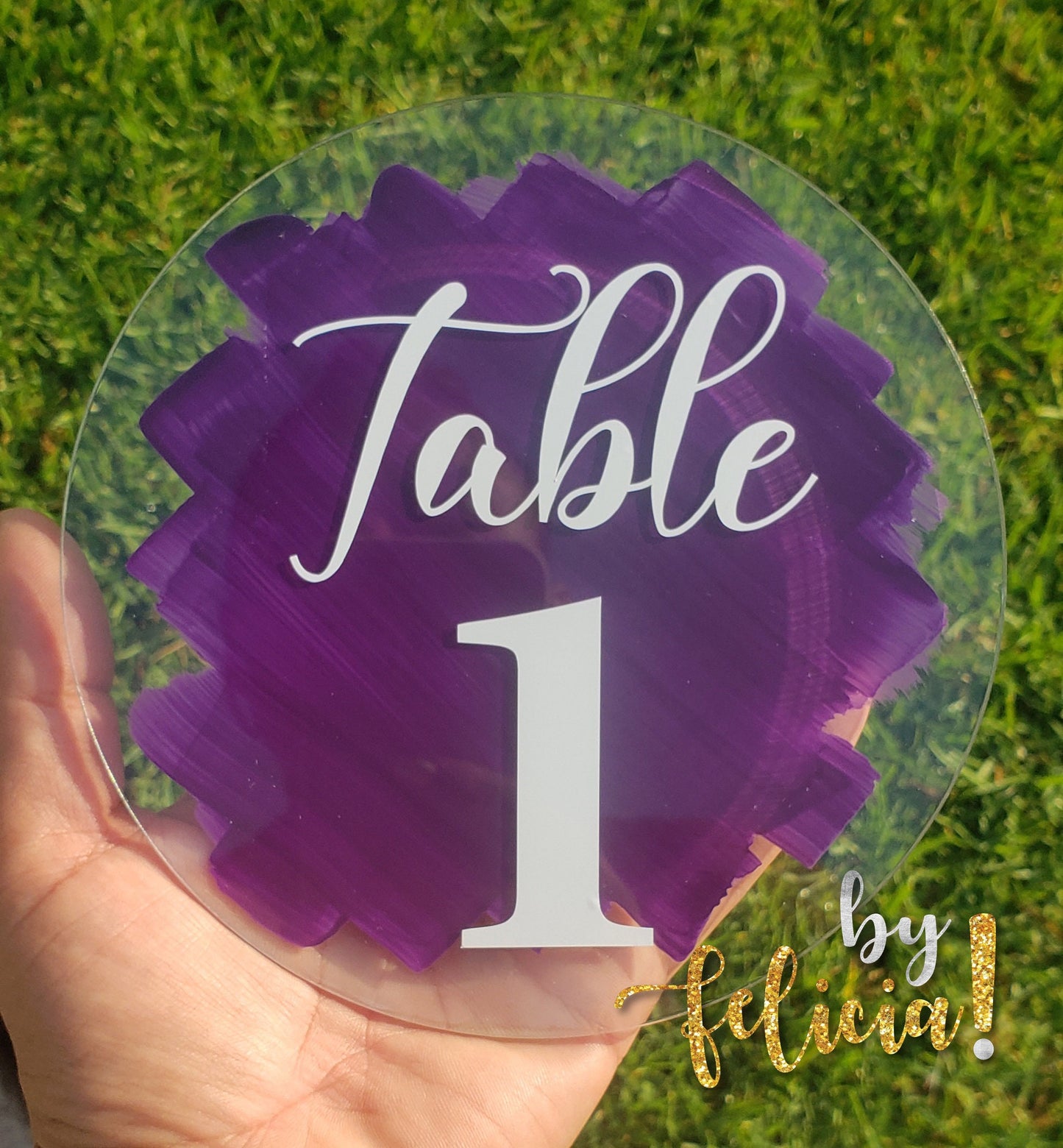 Acrylic Wedding Table Numbers: Painted Back, Vinyl Numbers