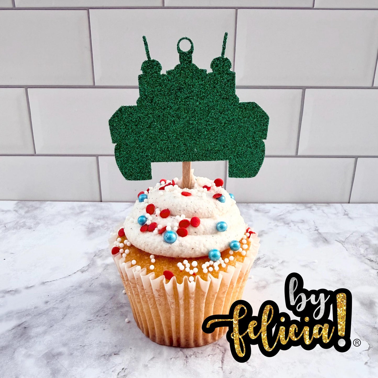 Army Cupcake Toppers: Soldier, Tank, Camo Party Decorations