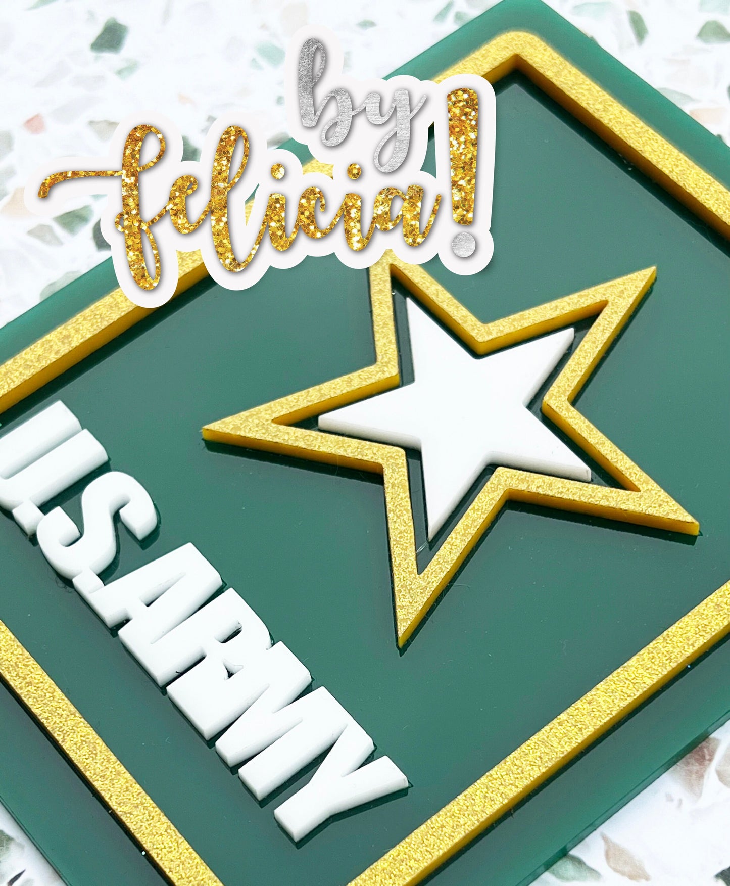 Army Cake Topper: Acrylic Military Graduation Party Decoration