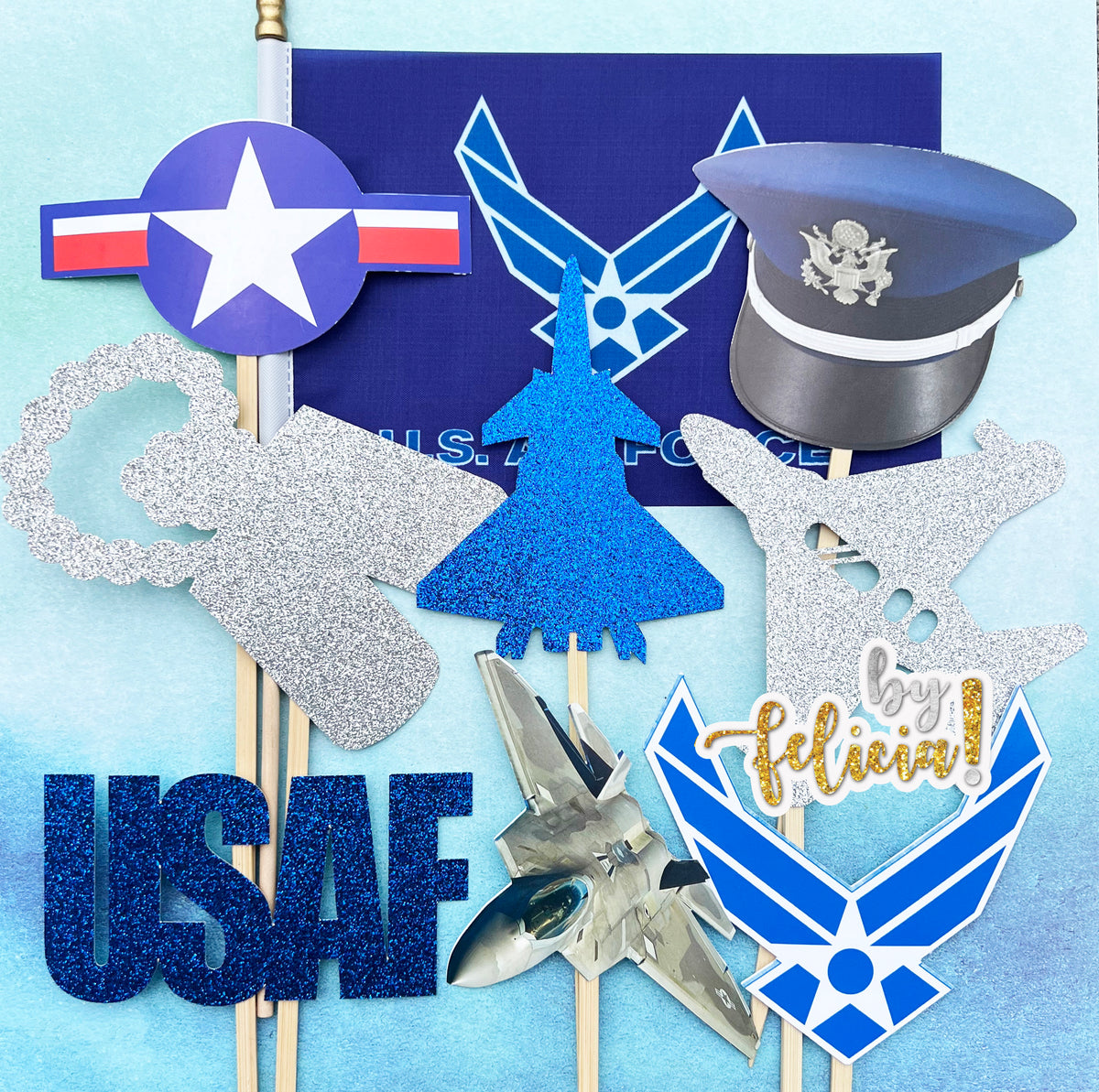 Air Force Party Centerpiece Sticks: Graduation, Boot Camp, Retirement