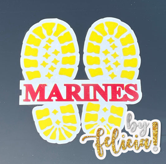USMC Decal: Yellow Footprints - Semper Fi - The Few. The Proud. USMC License #286-23